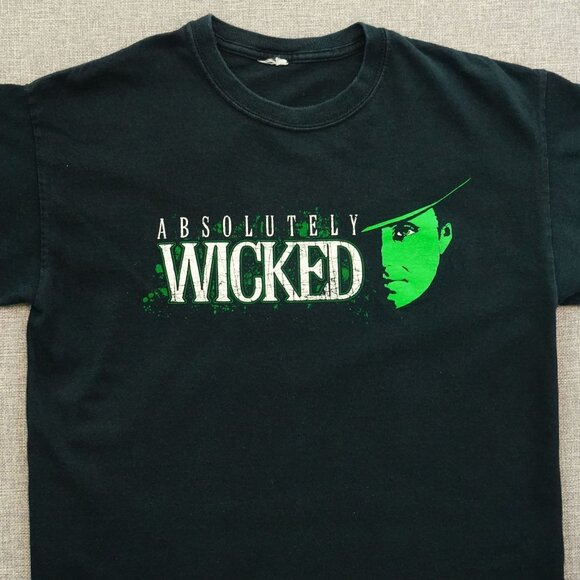Vintage Y2K Wicked Musical T-Shirt Absolutely Wicked Black Green Theater Promo L - Picture 1 of 5